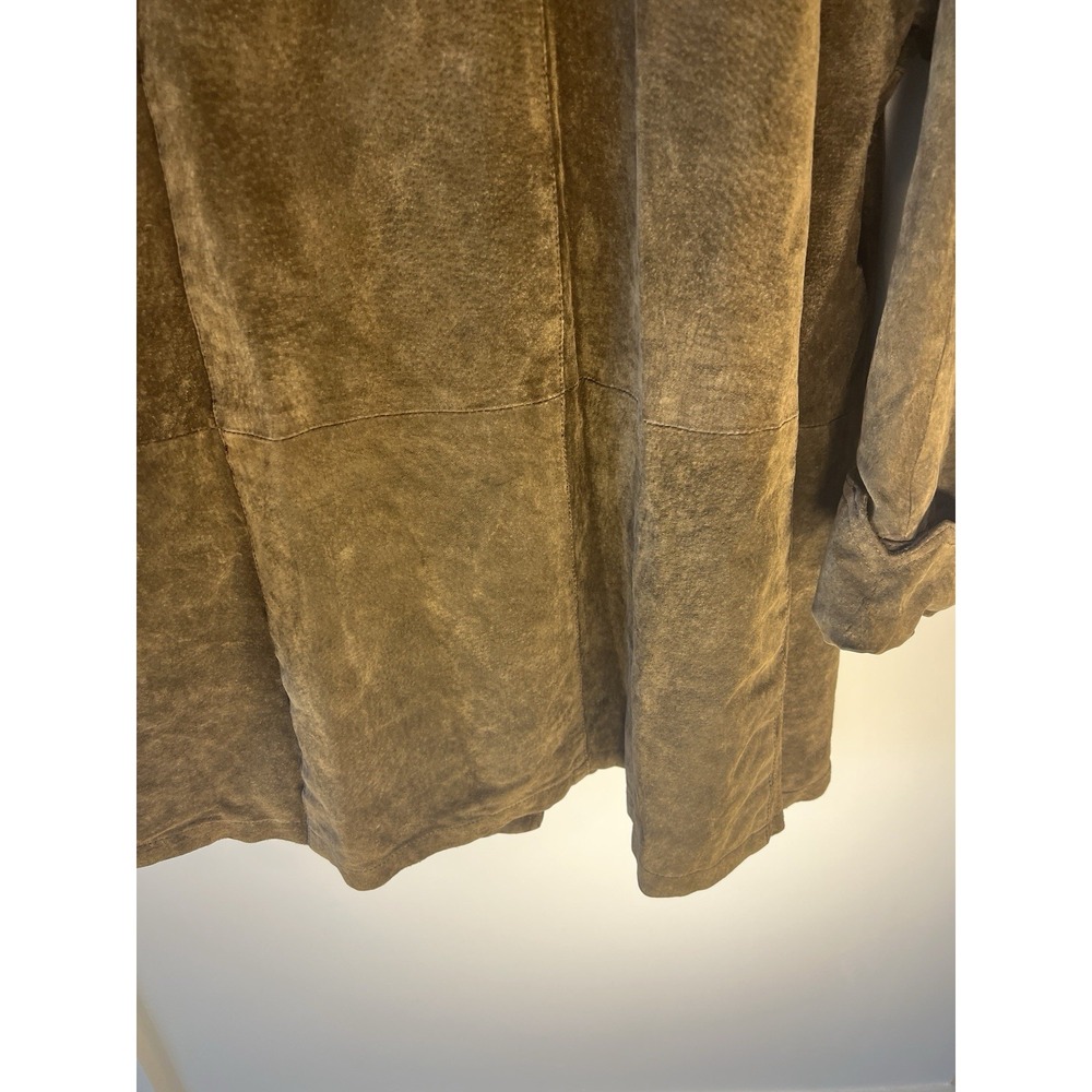 Vintage Foxrun Women M Genuine Wax Leather Suede Jacket Long Brown Faux Fur‎ - Picture 12 of 13
